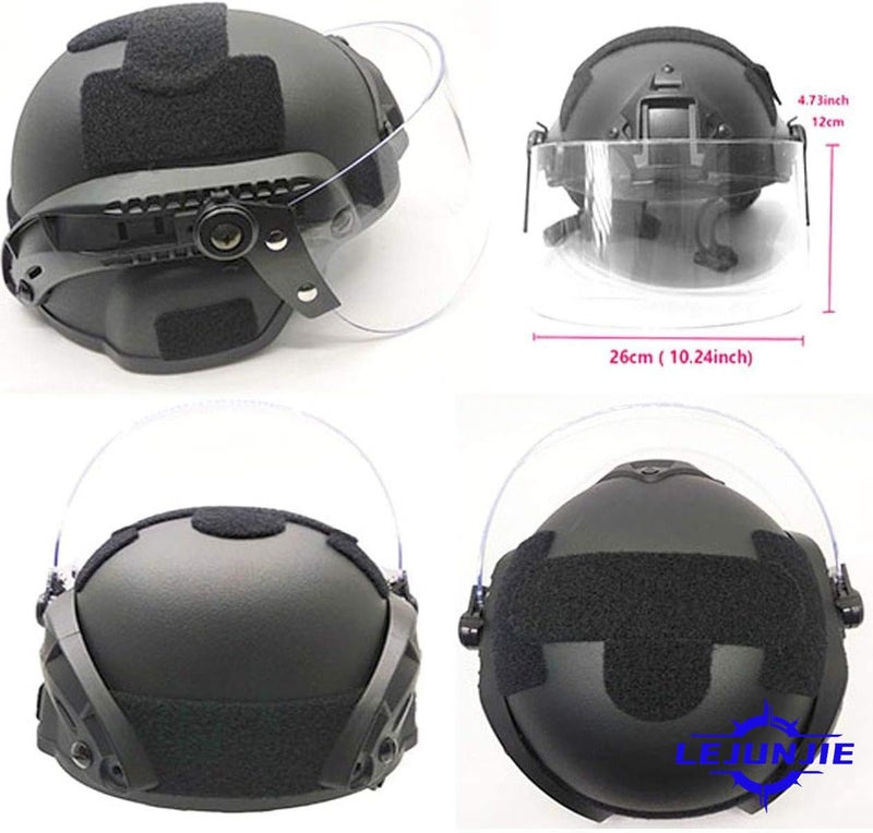 LEJUNJIE Tactical MICH 2000 Fast Helmet with Clear Riot Visor Face Shield Sliding Goggles for Airsoft Paintball CS War Games Outdoor Sports - Image 4